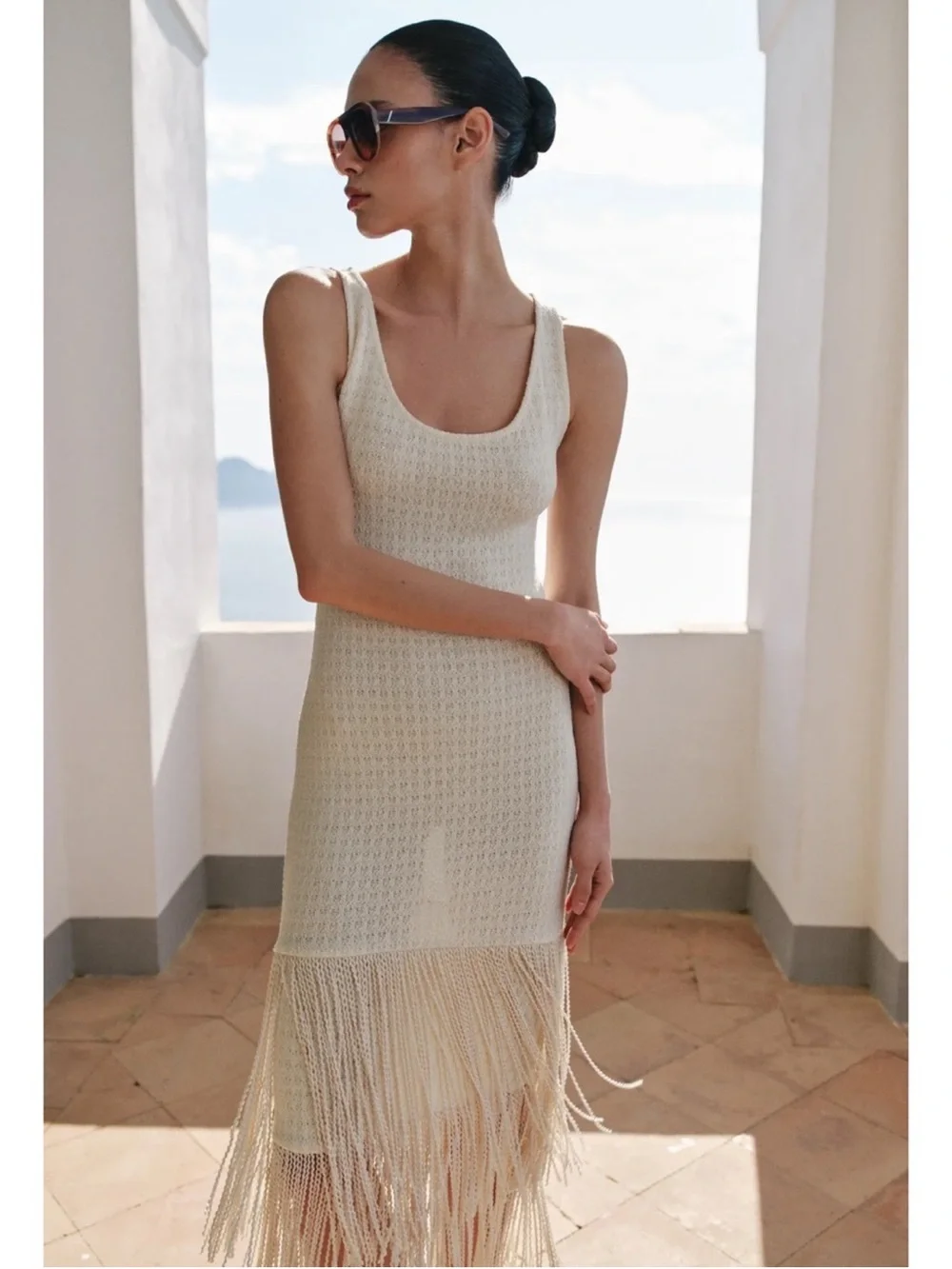 ZARA TEXTURED FRINGED DRESS - Picture 5 of 16